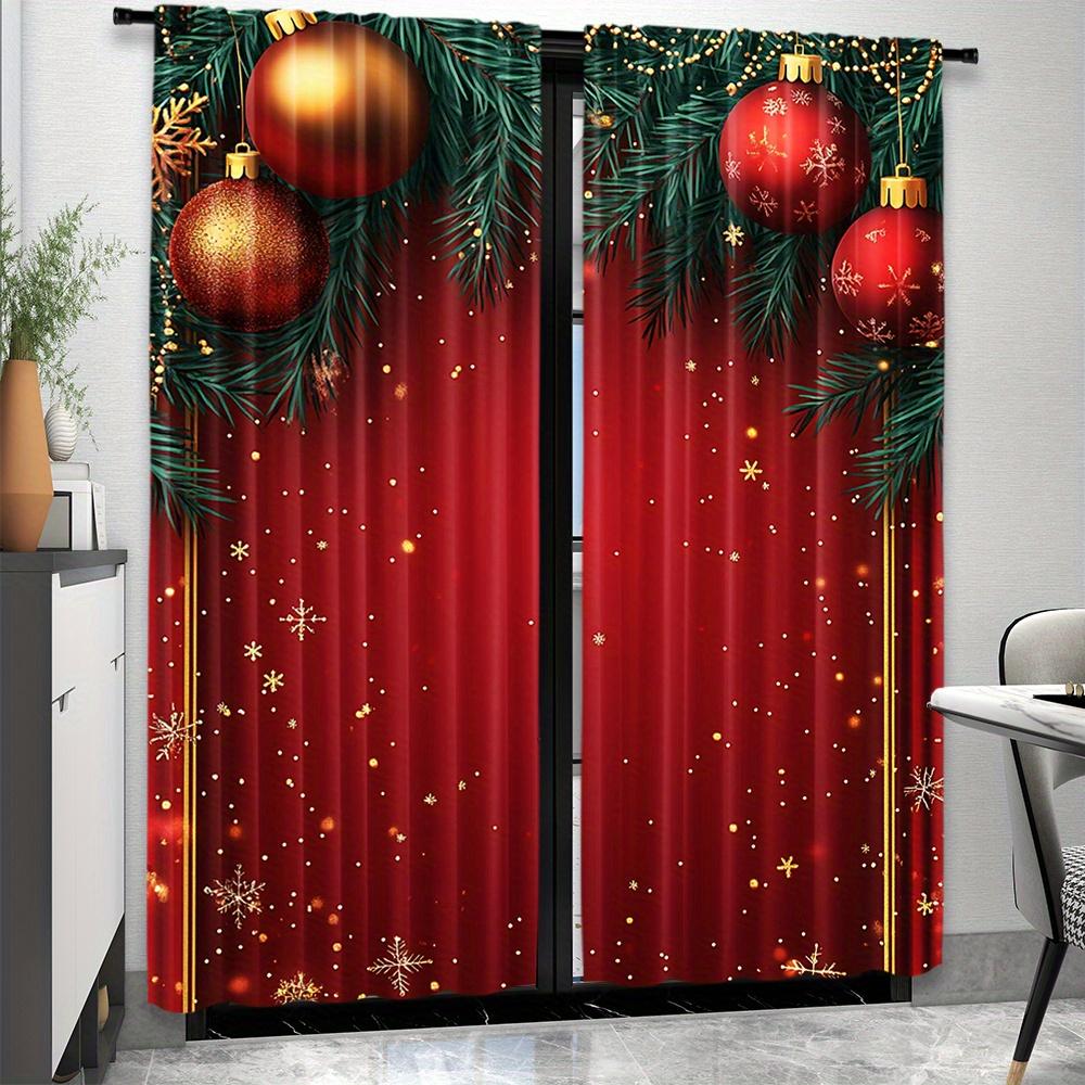 

2 панели Рождественский снег Санта-Клаус Шторы полузатемняющие шторы для спальни гостиной окна кухни офиса украшения дома 100W130H(CM)40x51in&Grommet Top