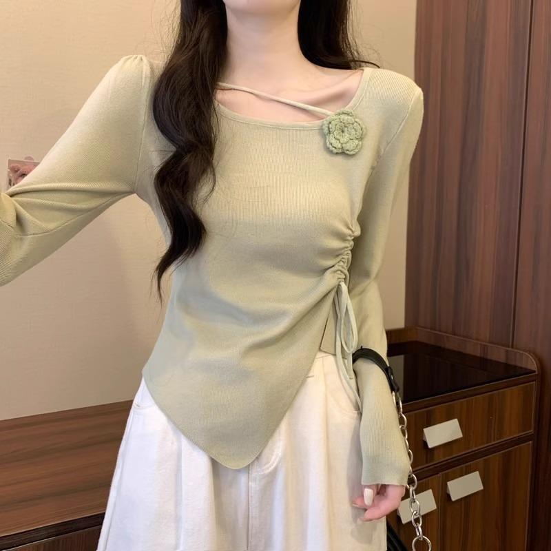 Design Sense Niche Irregular Slim Short Top Women's Autumn New Inner Bottom Knitted Sweater