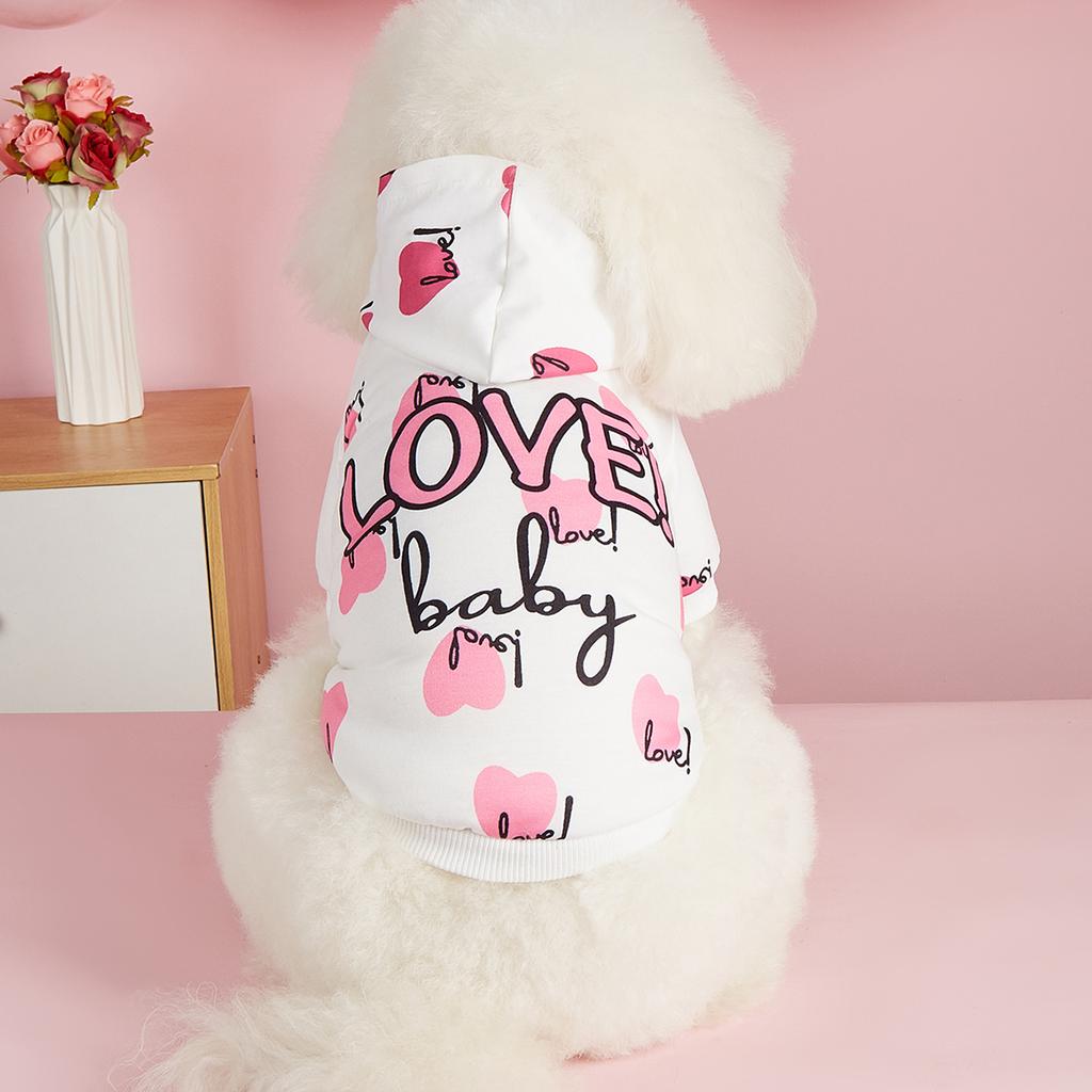 Liebe Baby Print Designer Hunde-Hoodie Valentinstags-Sweatshirts Weiche Stretchige Hunde-T-Shirts Hundekleidung