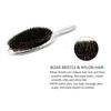 1pc Luxury Gold and Silver Color Boar Bristle Paddle Hair Brush Oval Hair Brush Anti Static Hair Comb Hairdressing Massage Comb