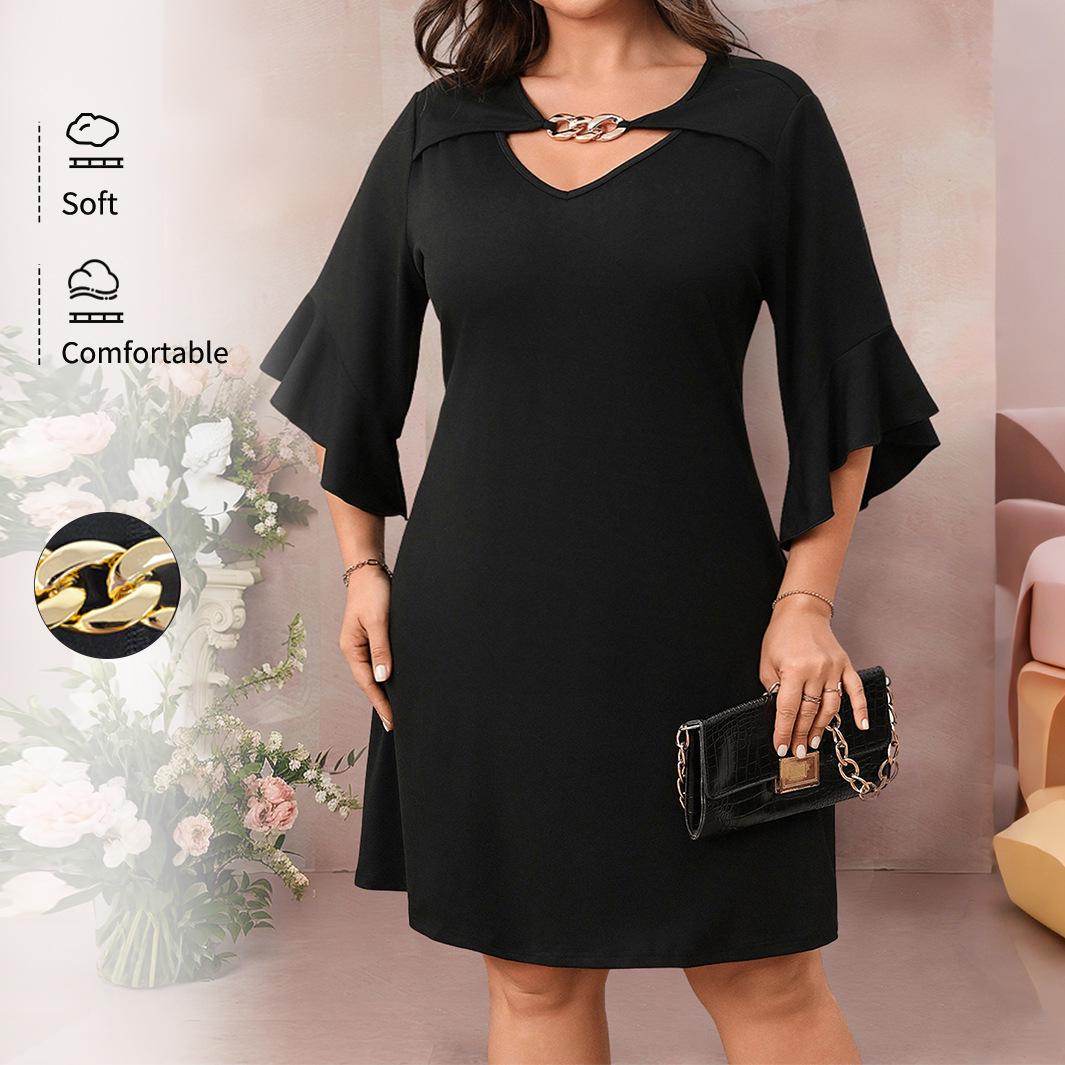 

Women s Plus Size Solid Color Flare Sleeve Maxi Dress (2025) 4XL