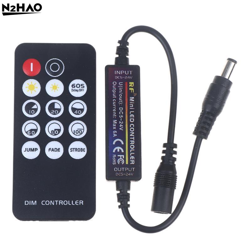 1 Set Mini RF Wireless 14Keys 2.4G Remote Control DC12V LED Dimmer 24V 5V 6A For 2835 5050 Single Color LED Strip Lights Dimmer