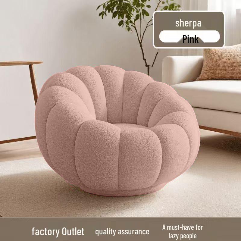 Cream Pumpkin Tatami Sofa Chair: Compact Single Person Sofa for Bedroom or Balcony Relaxation.