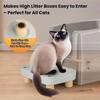 Litter Box Catcher With Wooden Base, Anti-Tracking& Easy To Clean, Litter Box Step, Ramp Designed Ideal For Small Elderly Cats