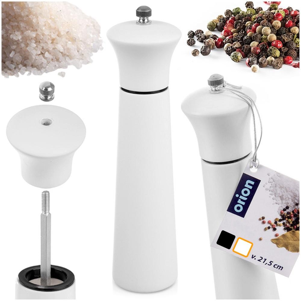 Wooden Grinder for Grinding Spices, Pepper, Salt, White, 21.5 Cm