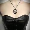 Bat Cemetery Glass Pendant Necklace Punk Choker Necklace Halloween Clavicle Chain Necklace Gothic Jewelry for Women Men