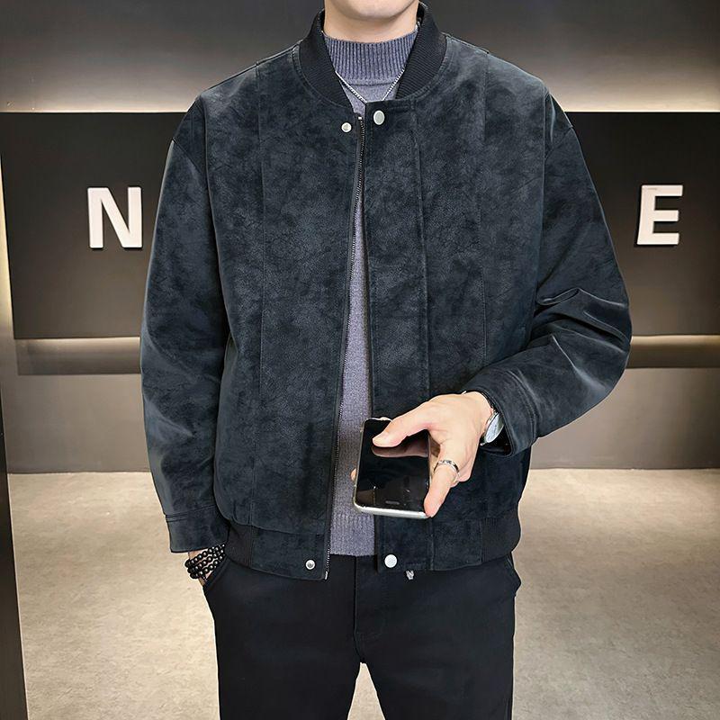 Herren Plus Size Retro Baseballkragen Lederjacke - Herbst Freizeitkleidung