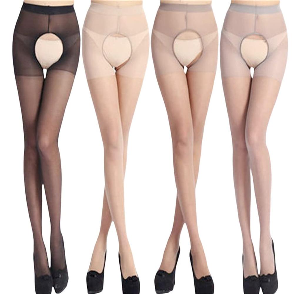 4 Piece Set Sexy Open Crotch Set of 4 Stockings Perforated Pantyhose Cosplay [harukita] Women's