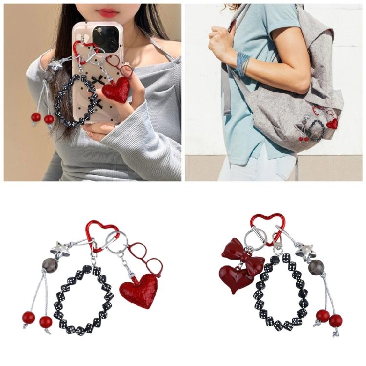 Lovely Heart Dices Jewelry Charm Unique Heart Dices Bead Pendant Keychain Charm for Youthful Fashion Statements