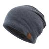 Autumn/Winter Beanie Hat Casual Fleece-Lined Thermal Solid-Colour Loose-Fit Knitted Hat for Men and Women