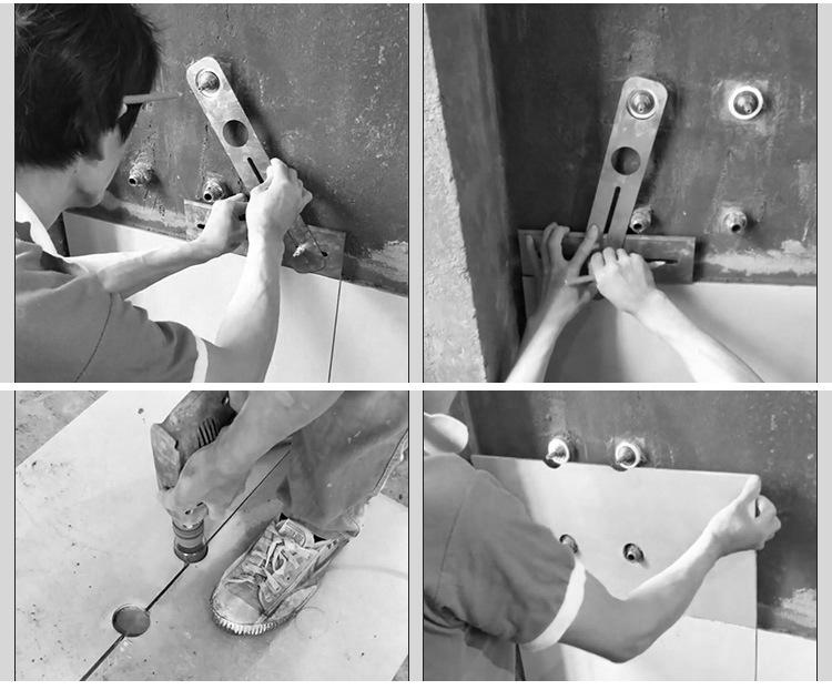 Adjustable Multifunctional Tile Hole Punch and Positioning Ruler