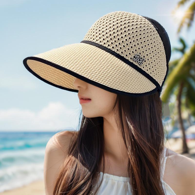 Sunshade Hat for Women In Summer Face Covering, Large Eave Sun Protection Fashionable and Versatile Empty Top Hat for Summer