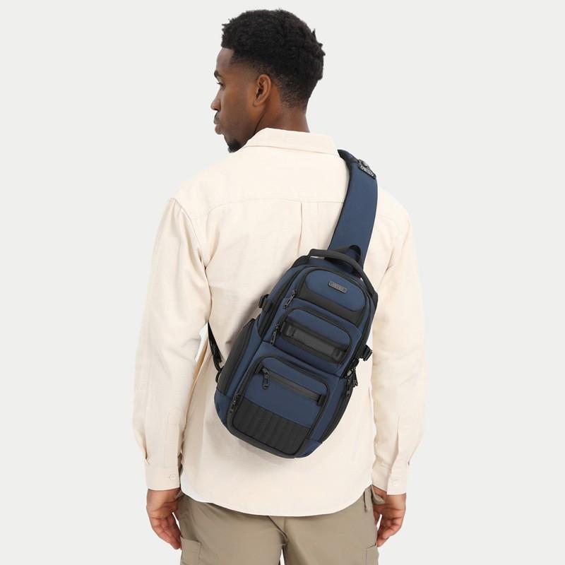 Men s Chest Bag High-quality Cross-body Waterproof Shoulder Lightweight Multifunctional Urban Commuting Outdoor синий