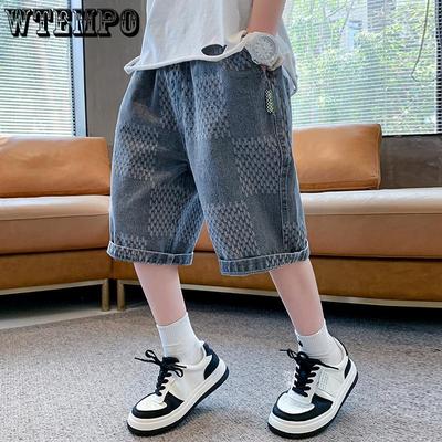 Boys' Shorts Summer Pants Denim Mid Length Shorts Thin Sports Shorts