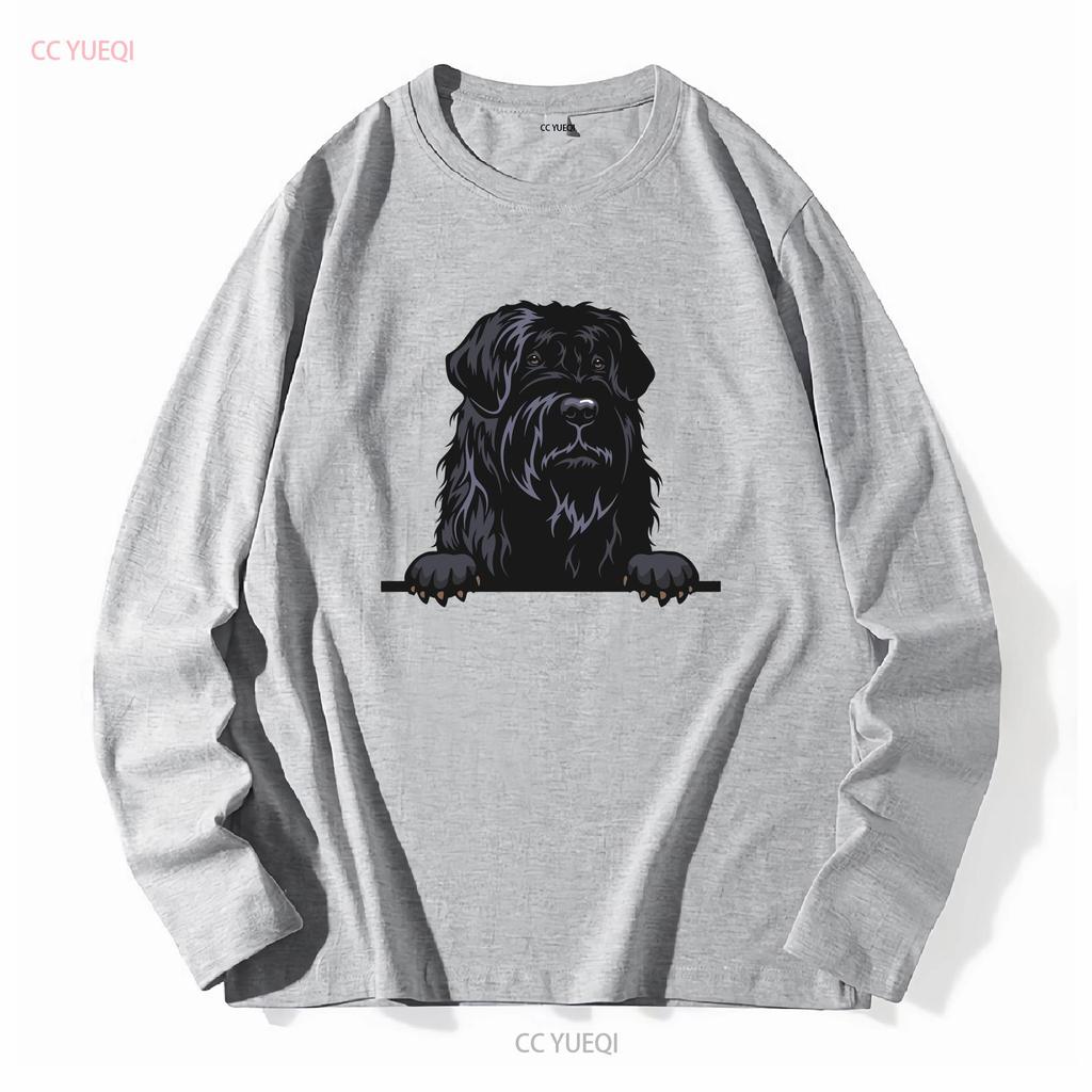 Black Russian Terrier Dog Breed Popping Up Cute Infant Toddler T Shirt Long Sleeves Vintage Washed Unisex Soft Designer Clothes