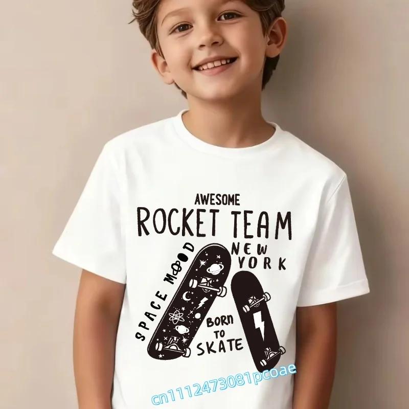 Personalized letters children's pure cotton short-sleeved boys' sports shirt,girls' casual top with cartoon print,summer T-shirt