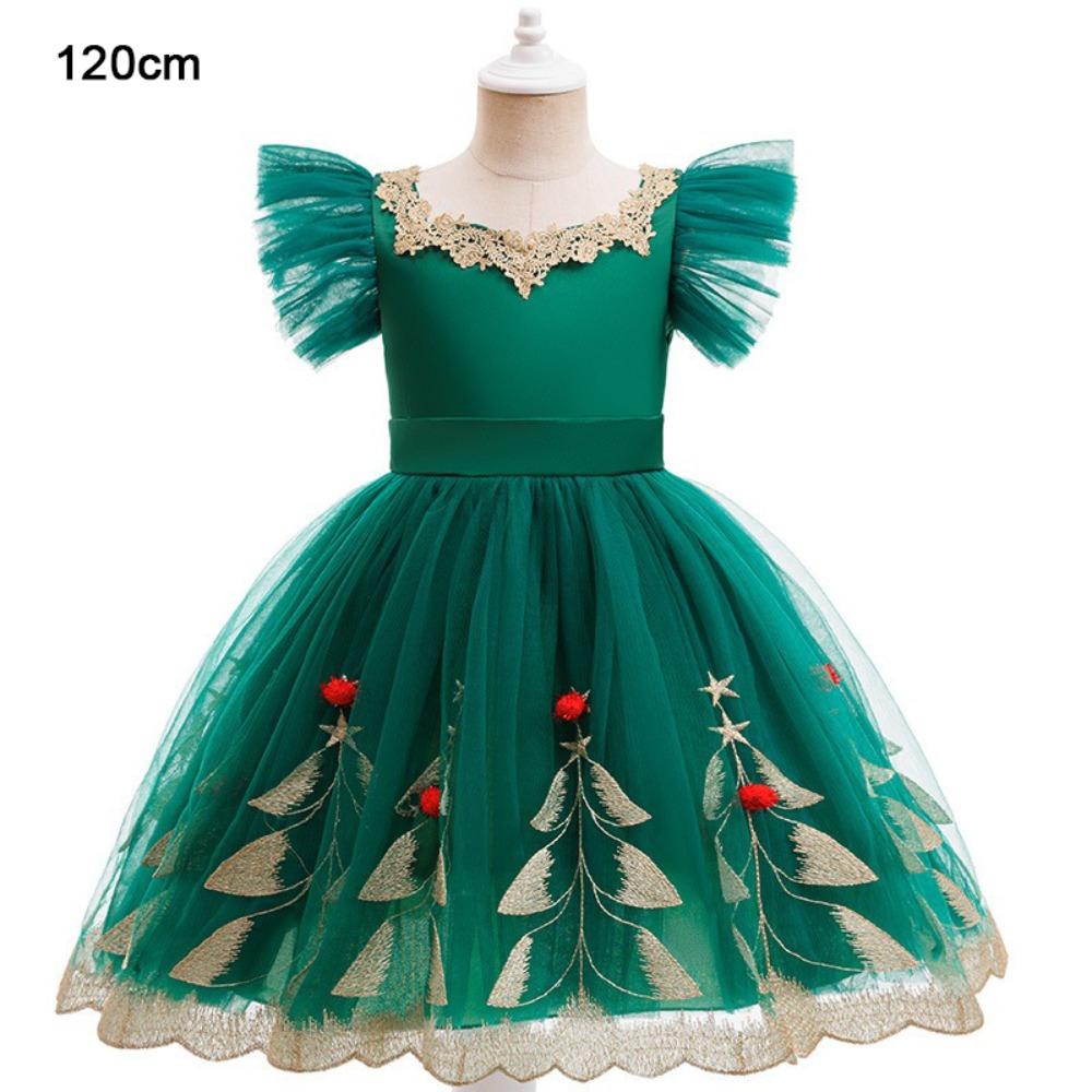 Mesh Puff Skirt Christmas Princess Dress Lace Collar Christmas Dance Dress Birthday Gala