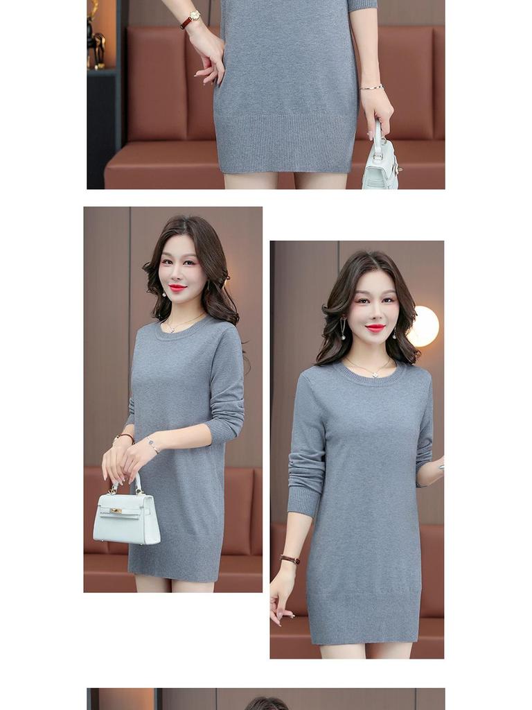 Suéter de Tricô de Comprimento Médio Feminino Woodpecker - Blusa Solta Plus Size com Gola Redonda, Coleção Outono/Inverno 2025.