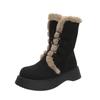 Fashion Platform High Boot Women Snow Boots Flats Fur Warm Shoes 2024 Trend Suede Cotton Sneaker Winter Kawaii Lace Up Plush Botas Mujer