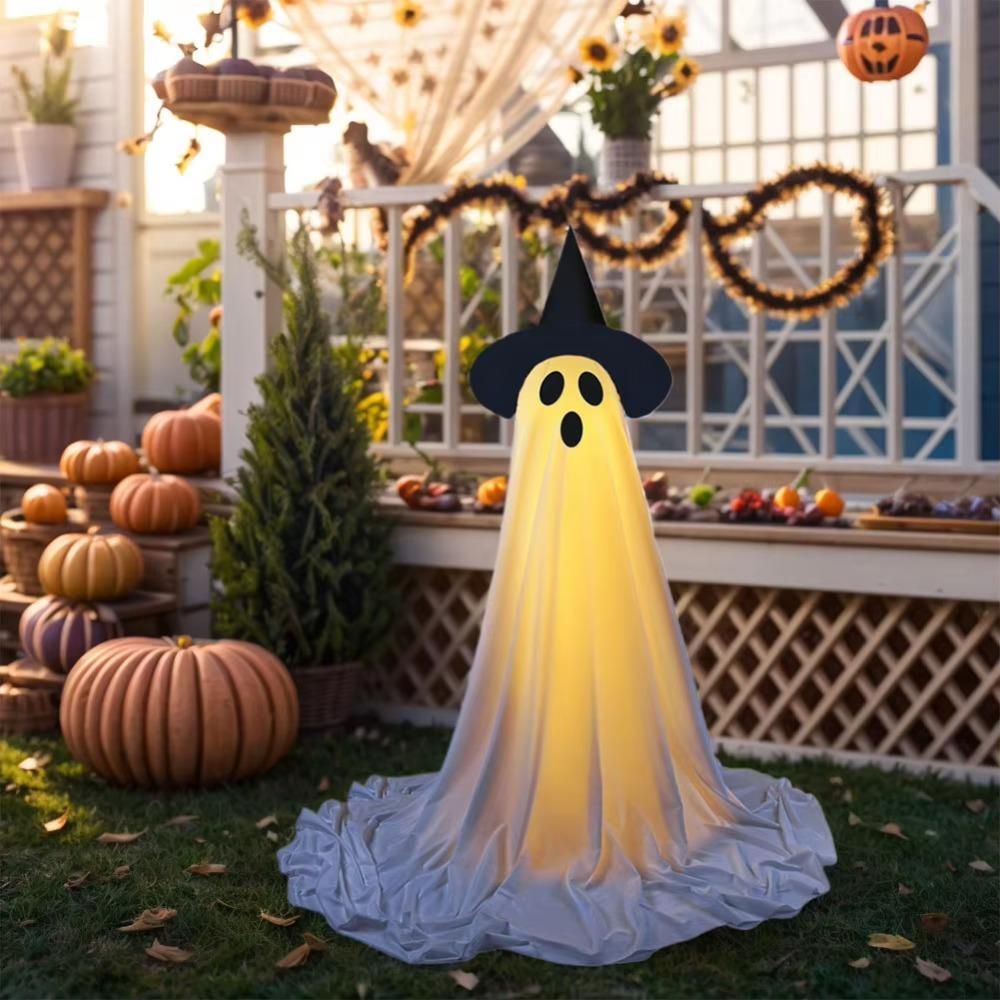 With Witch Hat Halloween Yard Ghost Ornaments Luminous LED Glow Specter Ornament  Outdoor Garden