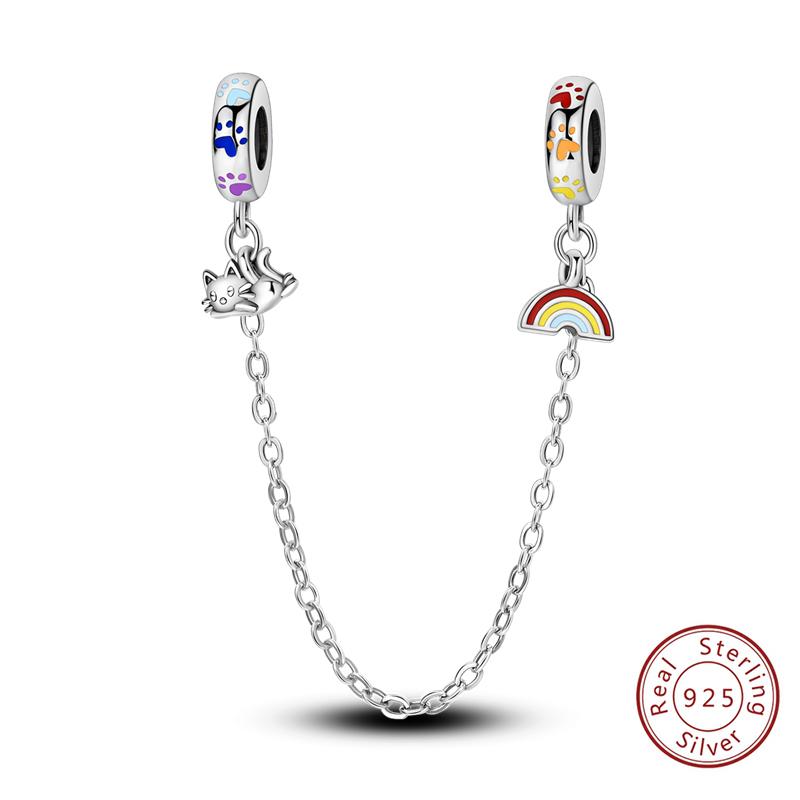 Girl New Stars Safety Chain Clip Charms Metal Key Locks Pendent Fit Original Bracelets Make Your Own Festival Accessory Elegant Fashion Beautiful