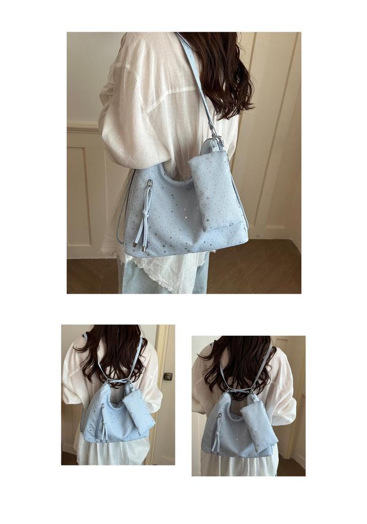 Glitter Stars Japanese Soft Girl Canvas Tote - Large Capacity 2026