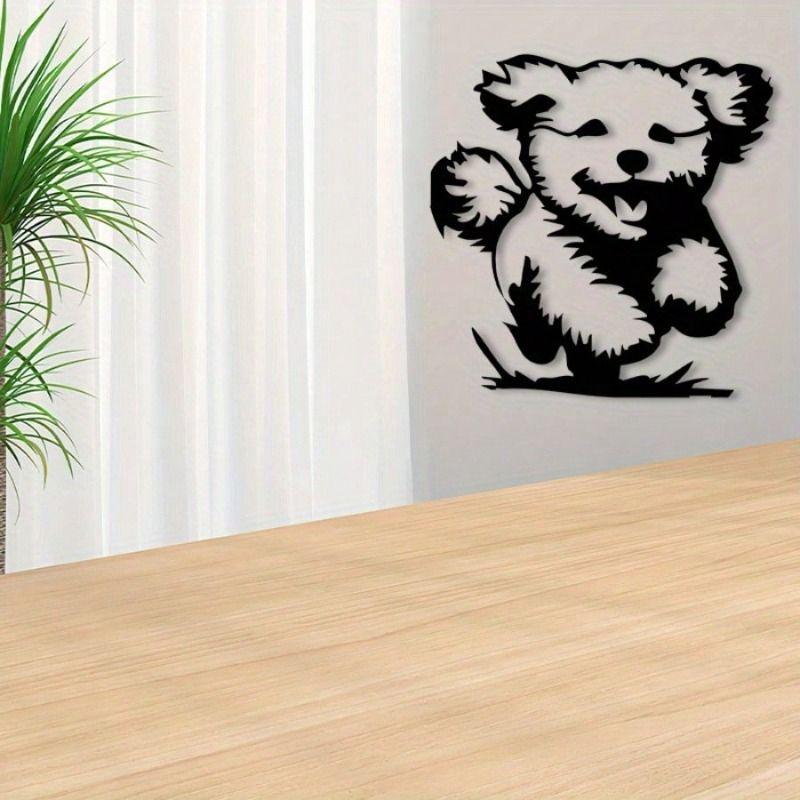 Vintage Dog Black White Metal Wall Panel Interior Decor Gift