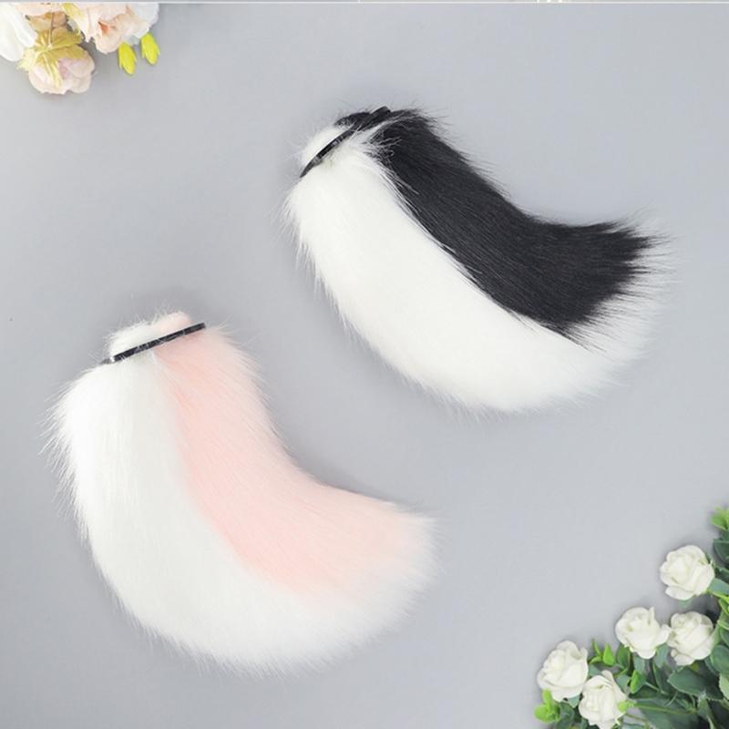 Faux Furs Bunnies Ears Headband Tail Animal Bunnies Costumes for Christmas Halloween Cosplay Party Costume Accessories