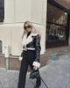 2023 Black Leather and White Fur Short Motorcycle Jacket - Autumn/Winter Street Style