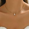 Geometric Heart Zircon Pendant Necklace For Women Fashion Student Casual Jewelry
