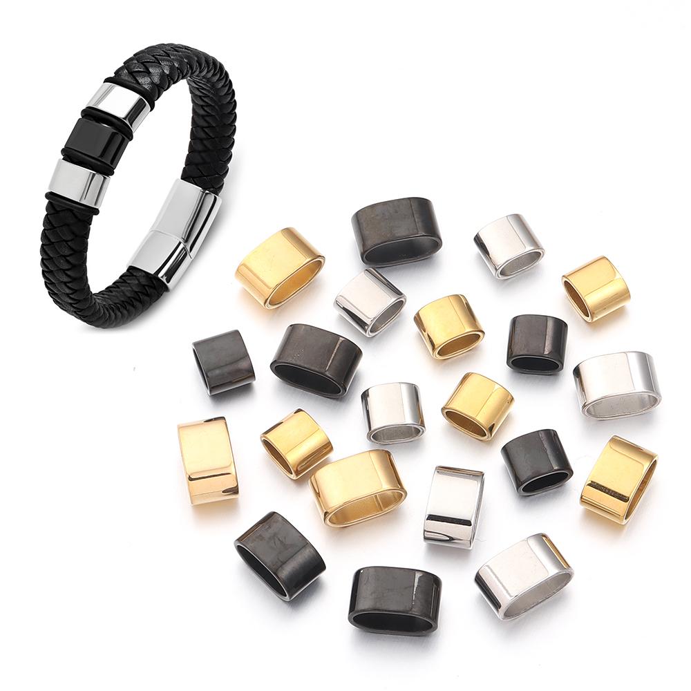 6pcs Stainless Steel Tube Stopper Spacer Beads Metal Positioning Buckle For Jewelry Making DIY Leather Cord Bracelet Accessories