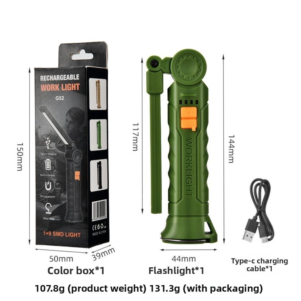Portable Folding Work Lights Rechargeable Magnetic Flashlight Multiple Gears Dual Lights Camping Light