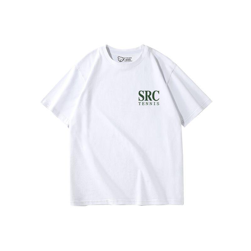 Tennis Shoulder Short Sleeve T-shirt Women's Summer New Arrival Loose Pure Cotton American Retro Minimalism Tennis Half Sleeve