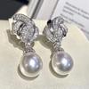 Luxurious 10-11mm Natural Rice Pearls Fashion Drop Earrings 925 Silver Fine Wedding Jewelry for Women