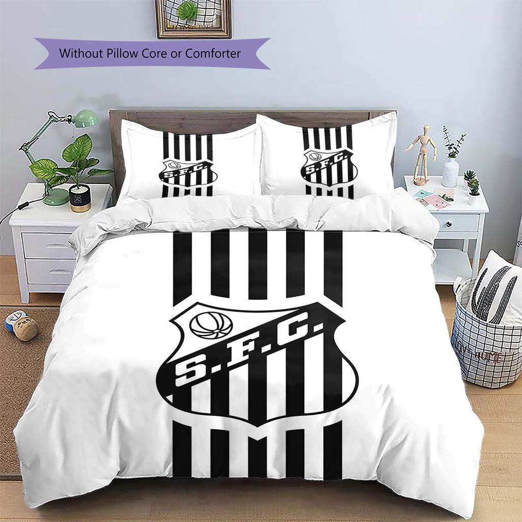 Santos FC Pattern Bedding Quilt Set  Home Decoration  Gift (1 * duvet cover + 2 * pillowcase  without core)