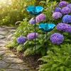 2Pcs Flower Stake Bird Garden Stake Outdoor Bath Metal Flower Bird Bath Pollinator