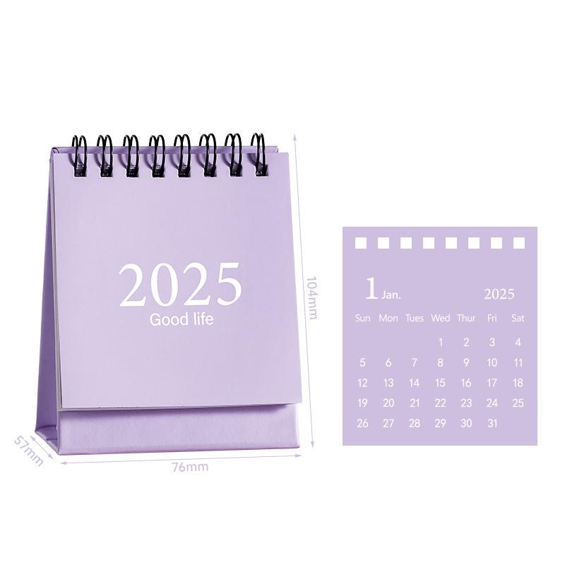 

2025 Простой стиль Многоцветный английский Мини Настольный календарь Настольный дисплей Портативный календарь Настольное украшение Ручной работы Дневник фиолетовый