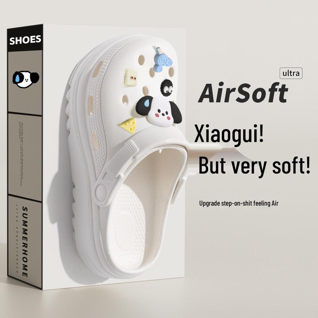 Women's 2025 Black Non-Slip Thick-Soled Beach Clogs for Comfortable Summer Wear