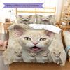 Cute Yellow Cat Pattern Bedding Quilt Set Quilt Cover Pillowcase Home Decoration Gift (1 * duvet cover + 2 * pillowcase, without core)