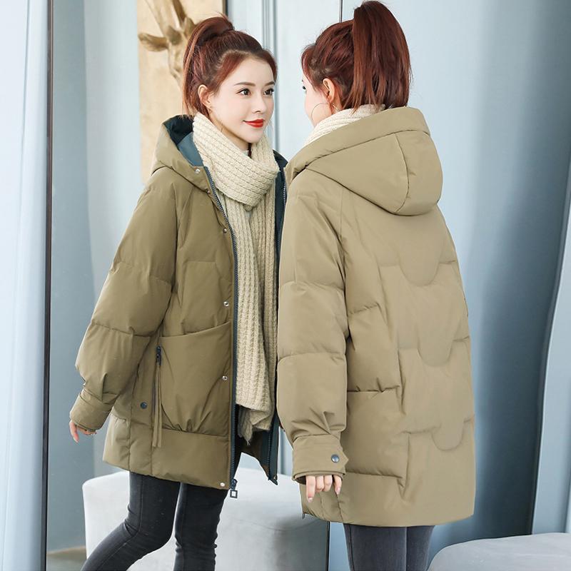 

Women s Winter 2025 Korean Style Loose Thickened Cotton Jacket Coat XXL 68-80kg хакі