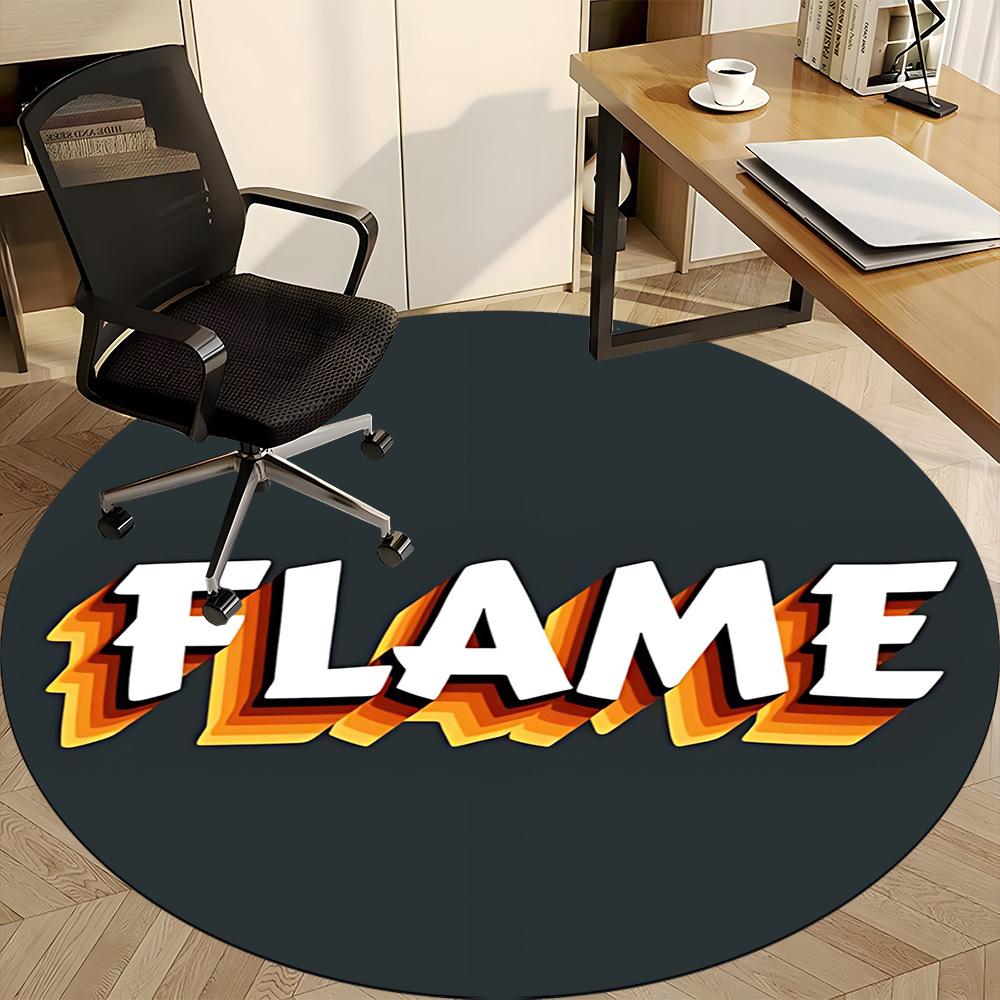 1pc Flame Office Round Rug, Non-slip, Soft and Durable Office Rug for Interior Decoration, Perfect for Office,Decoration Yy260204087