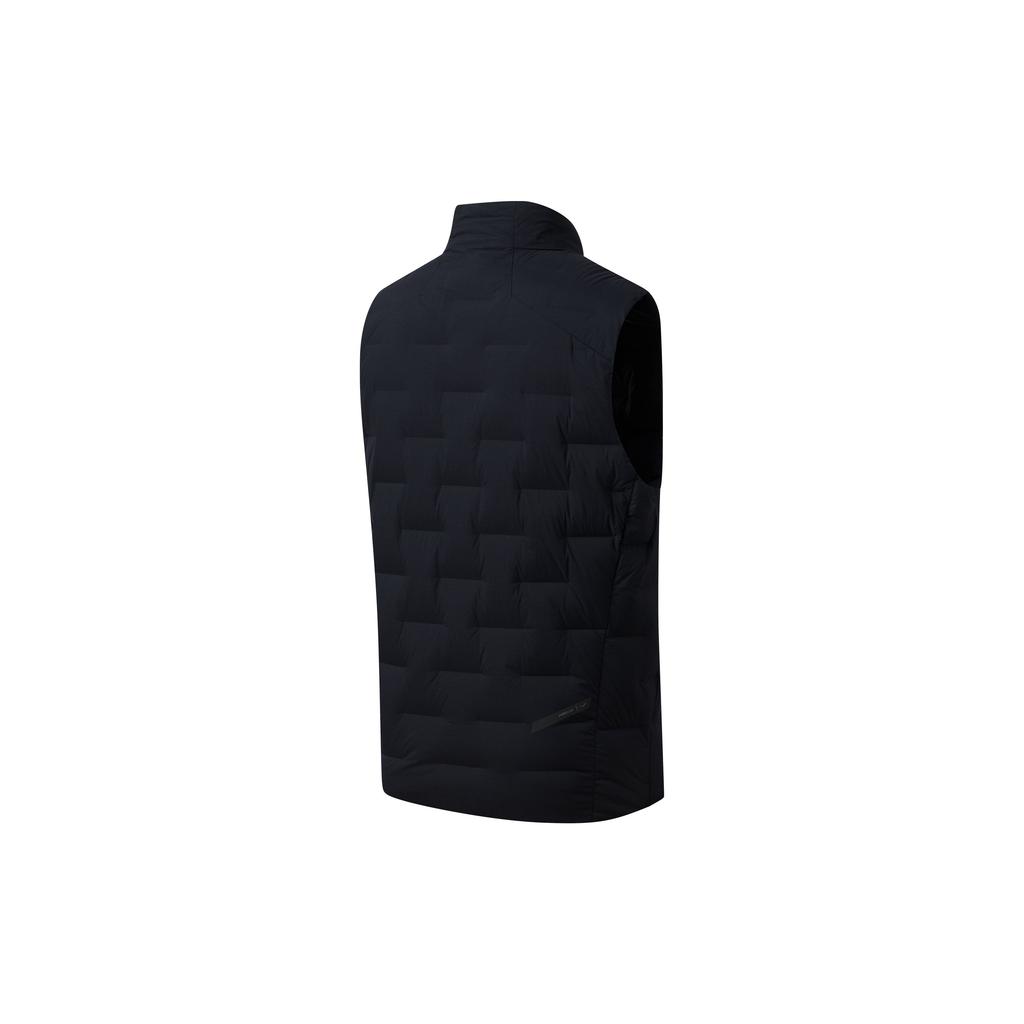 SAUCONY Solid Color Zip Neck Sleeveless Down Vest Men Vests Black SC2230042C-BK01