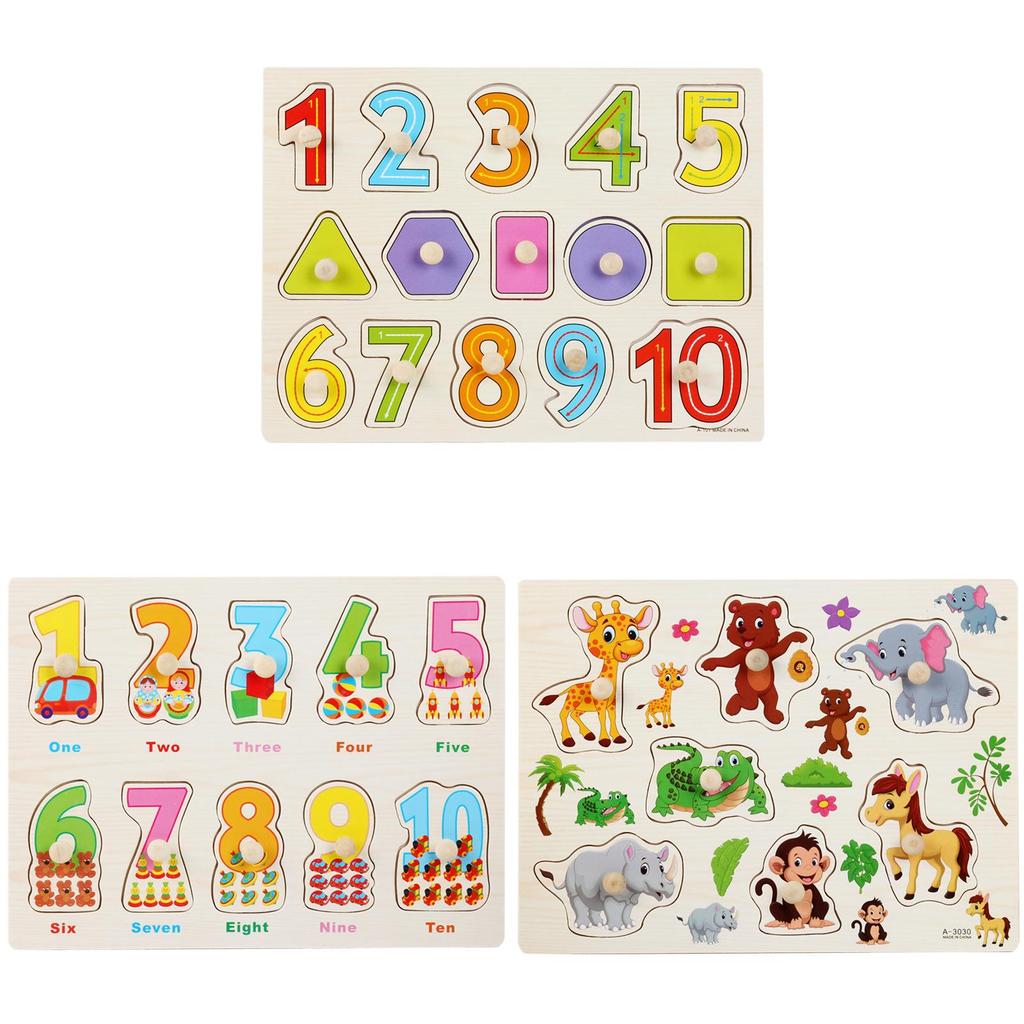 Wooden Childrens Number And Letter Puzzle Blocks Educational Toy For Early Learning
