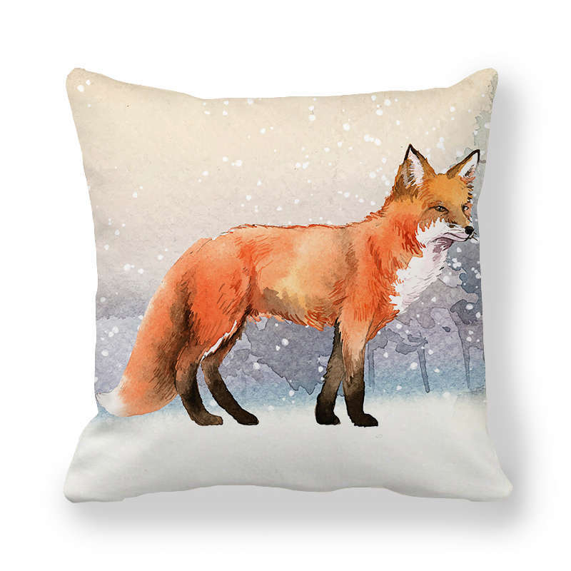 Icy And Snowy Animal Patterns Digital Printing Short Plush Pillow Covers For Car Sofa Office Cushion Cover Home Goods