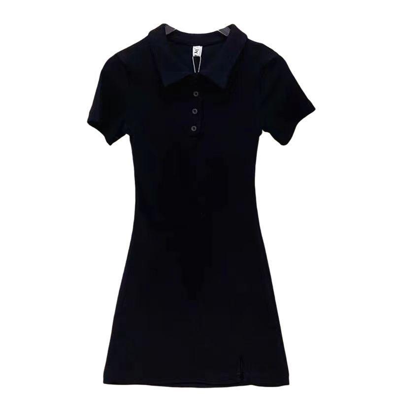 2026 Summer Pure Desire White Polo Collar Dress - Hip-Hugging Short Skirt for Women