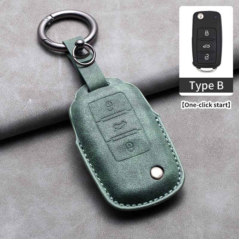 Styling Mouldings Sheepskin Leather Car Key Case Cover Fob For Volkswagen Polo VW Magotan Passat B8 TIGUAN MK2 Golf 8 2020 Car A