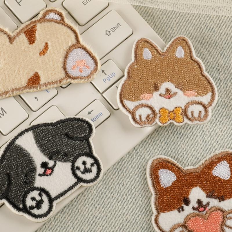 55KF 9 Pcs Cartoon Animal Embroidered Patches Dogs Iron On Patches Repair Patches Sewing On Applique Patches for Clothes Bag