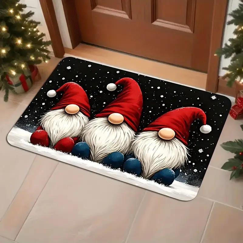 VIKAMA New 2025 Christmas Decorative Doormat American Vintage Entryway Rug Non-Slip Kitchen Porch Mat Home Decor