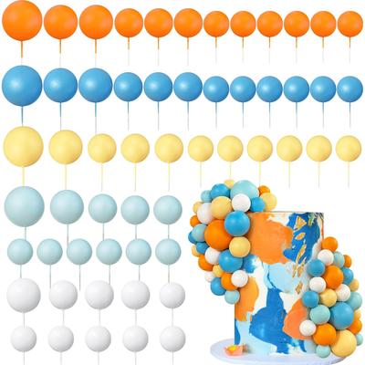 56 PCS Ball Cake Picks Colorful Ball Shaped Cake Topper Pearl Balls Cupcake Cake Insert Topper for Birthday Party Wedding Decora