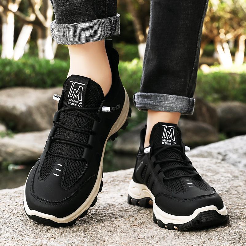 Men's shoes summer lace-up sports shoes outdoor wear-resistant hiking shoes men's comfortable single shoes daily casual dad shoes